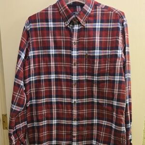 Izod Red and Blue Plaid Button Down Shirt